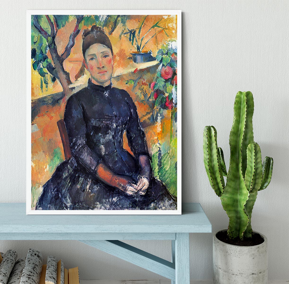 Portrait of Mme CÇzanne in the greenhouse by Cezanne Framed Print - Canvas Art Rocks -6