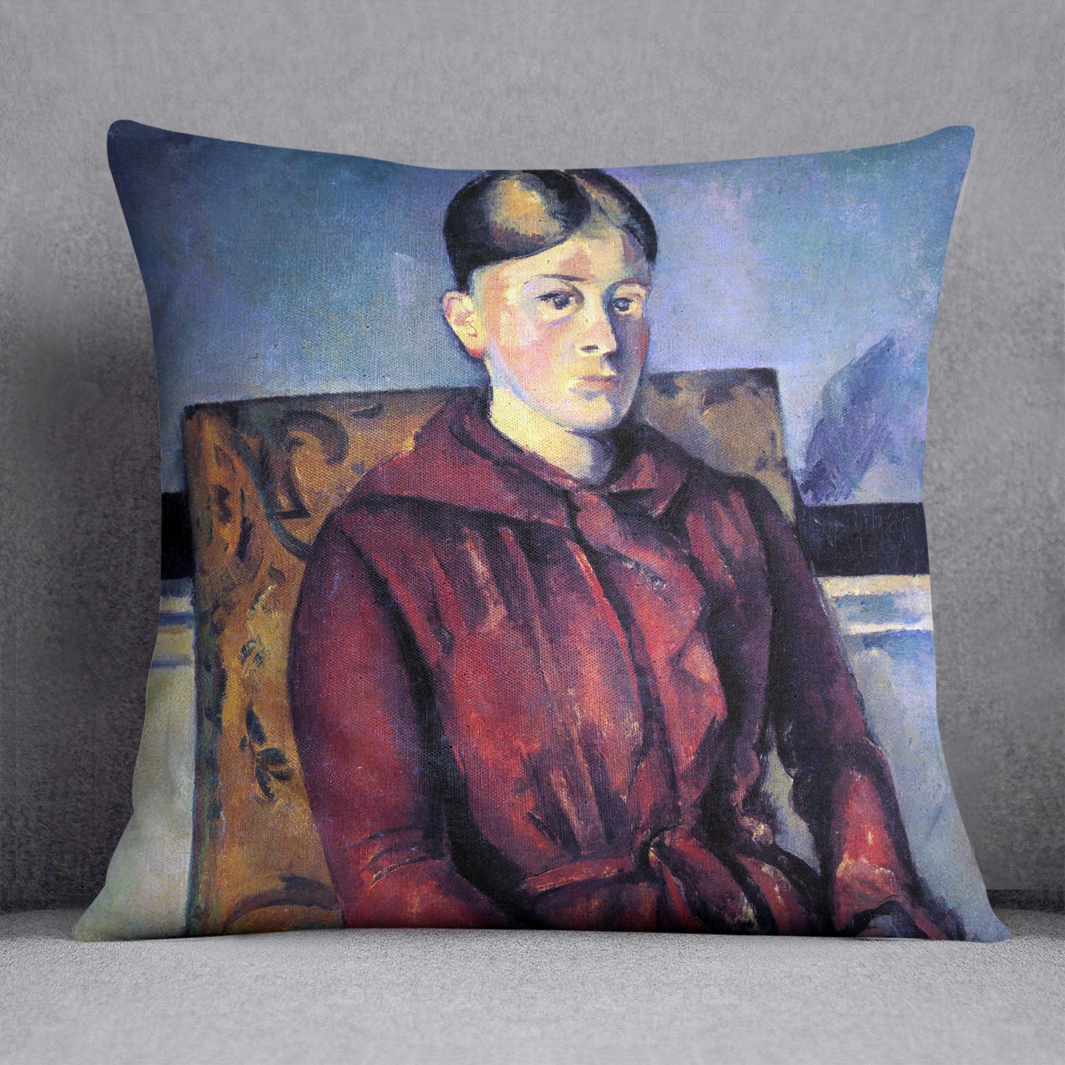 Portrait of Mme CÇzanne in the yellow armchair by Cezanne Cushion - Canvas Art Rocks - 1