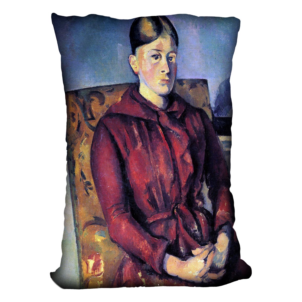 Portrait of Mme CÇzanne in the yellow armchair by Cezanne Cushion - Canvas Art Rocks - 4