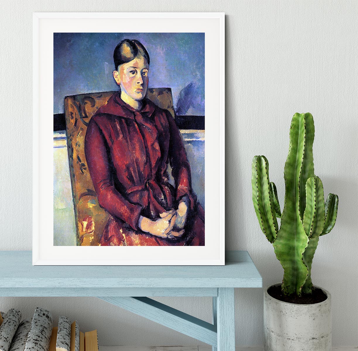 Portrait of Mme CÇzanne in the yellow armchair by Cezanne Framed Print - Canvas Art Rocks - 5