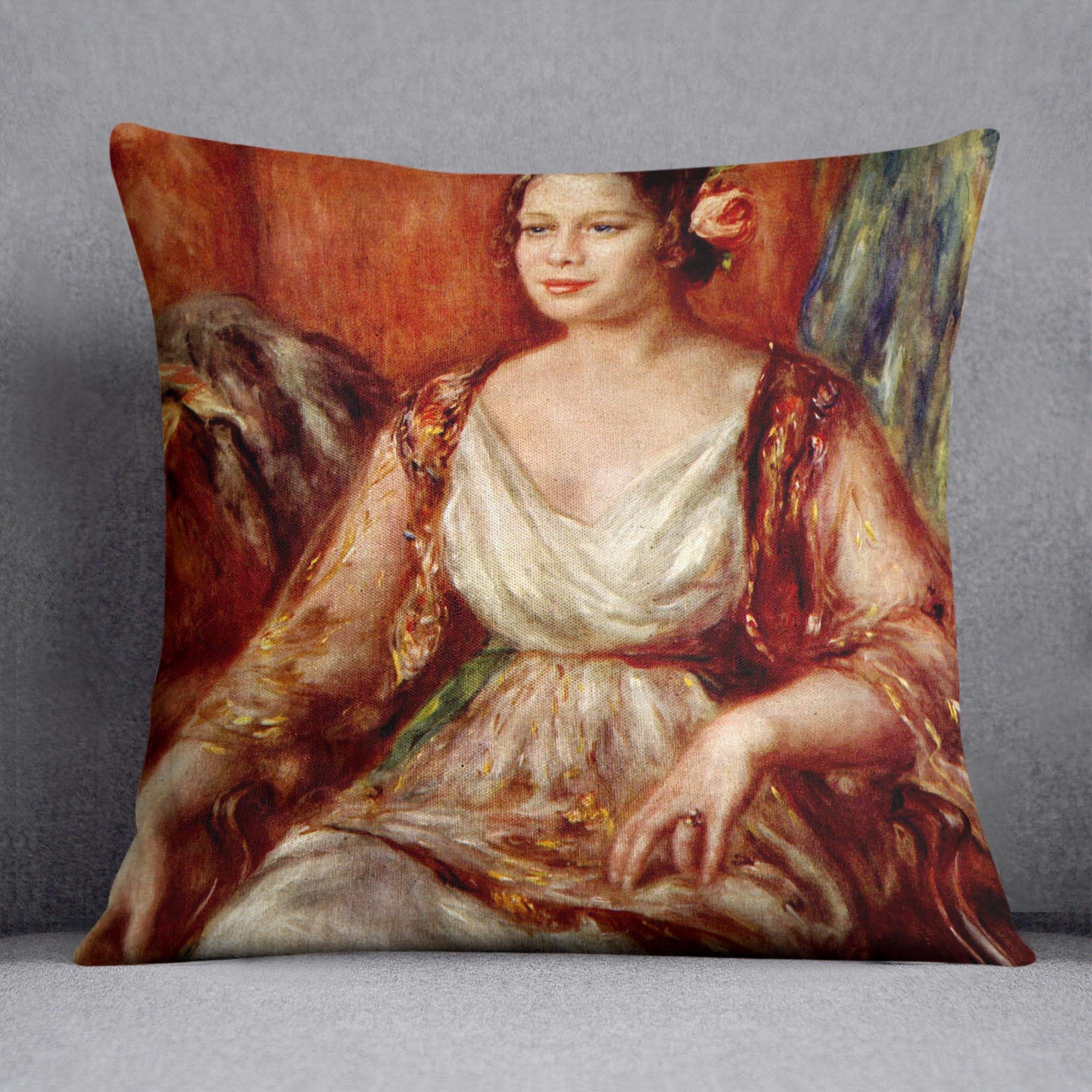 Portrait of Tilla Durieux by Renoir Throw Pillow