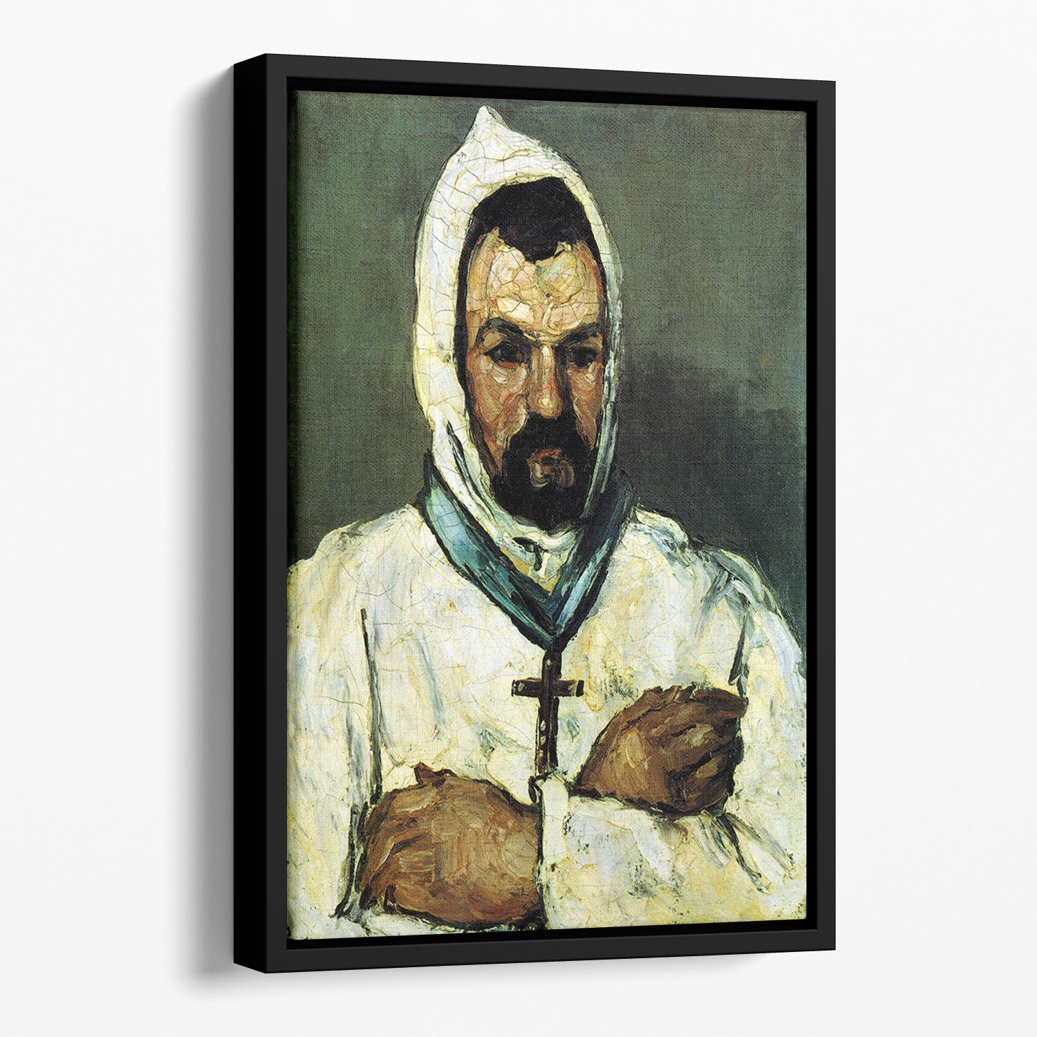 Portrait of Uncle Dominique as a monk by Cezanne Floating Framed Canvas - Canvas Art Rocks - 1