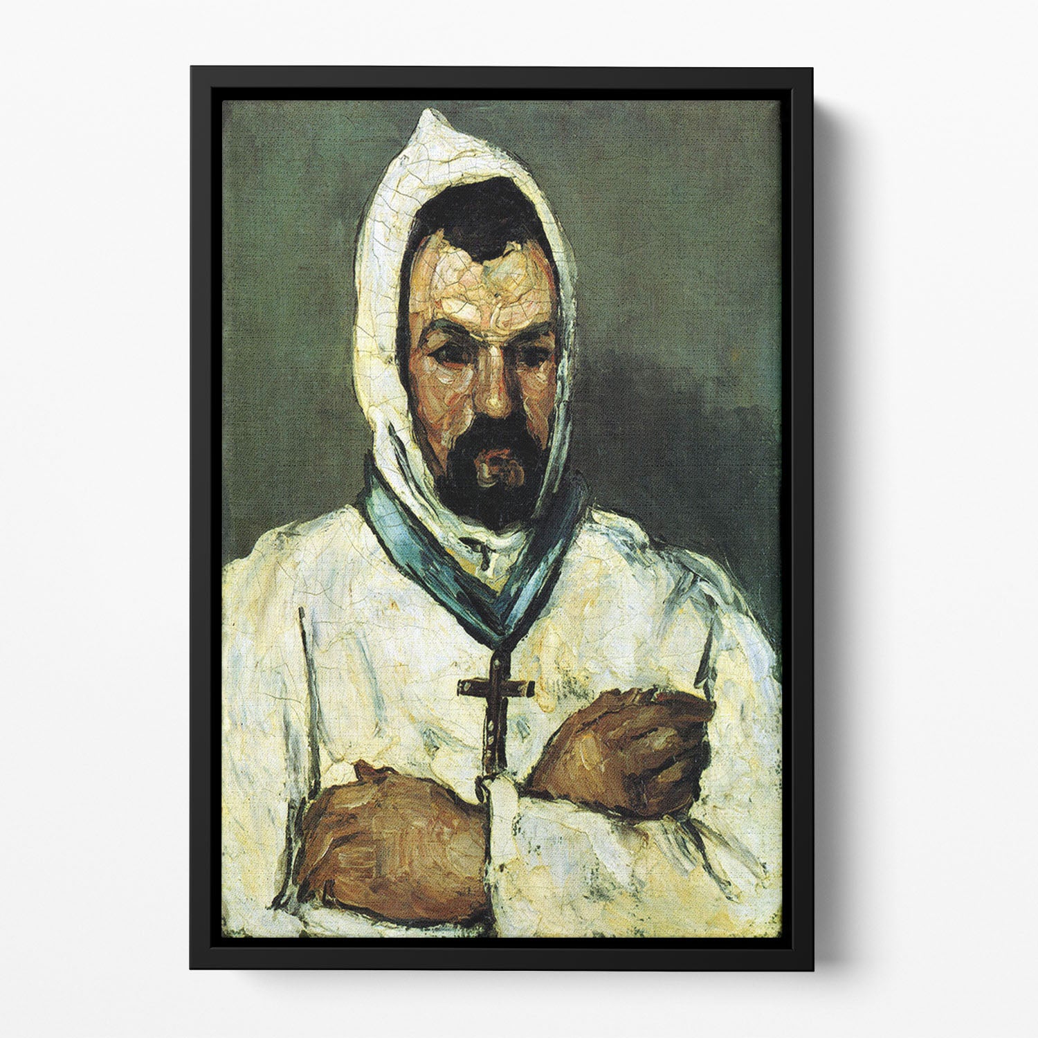 Portrait of Uncle Dominique as a monk by Cezanne Floating Framed Canvas - Canvas Art Rocks - 2