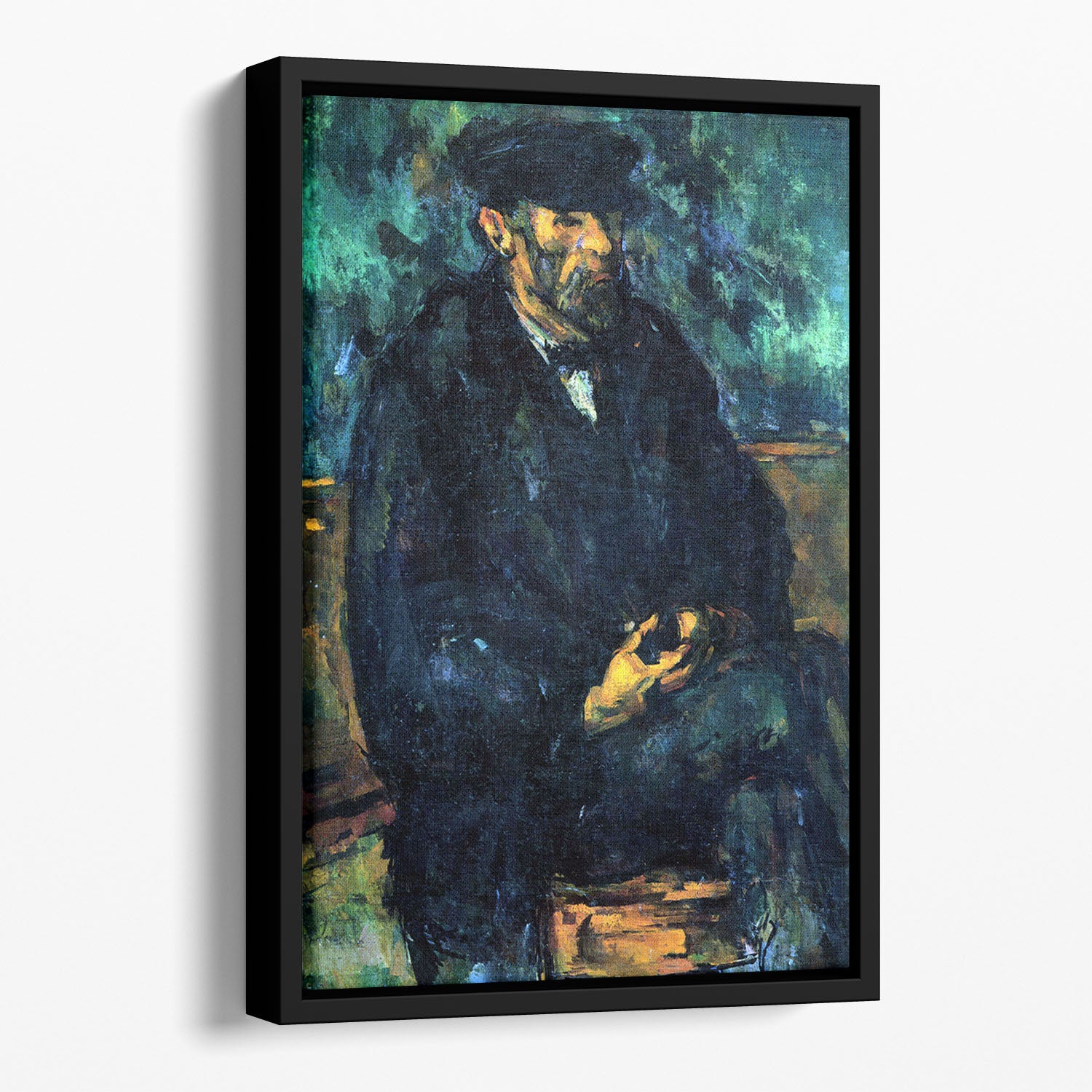 Portrait of Vallier by Cezanne Floating Framed Canvas - Canvas Art Rocks - 1
