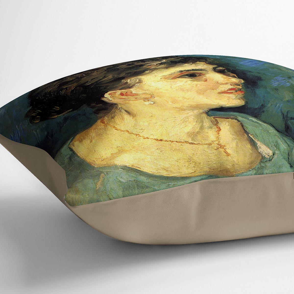 Portrait of Woman in Blue by Van Gogh Cushion