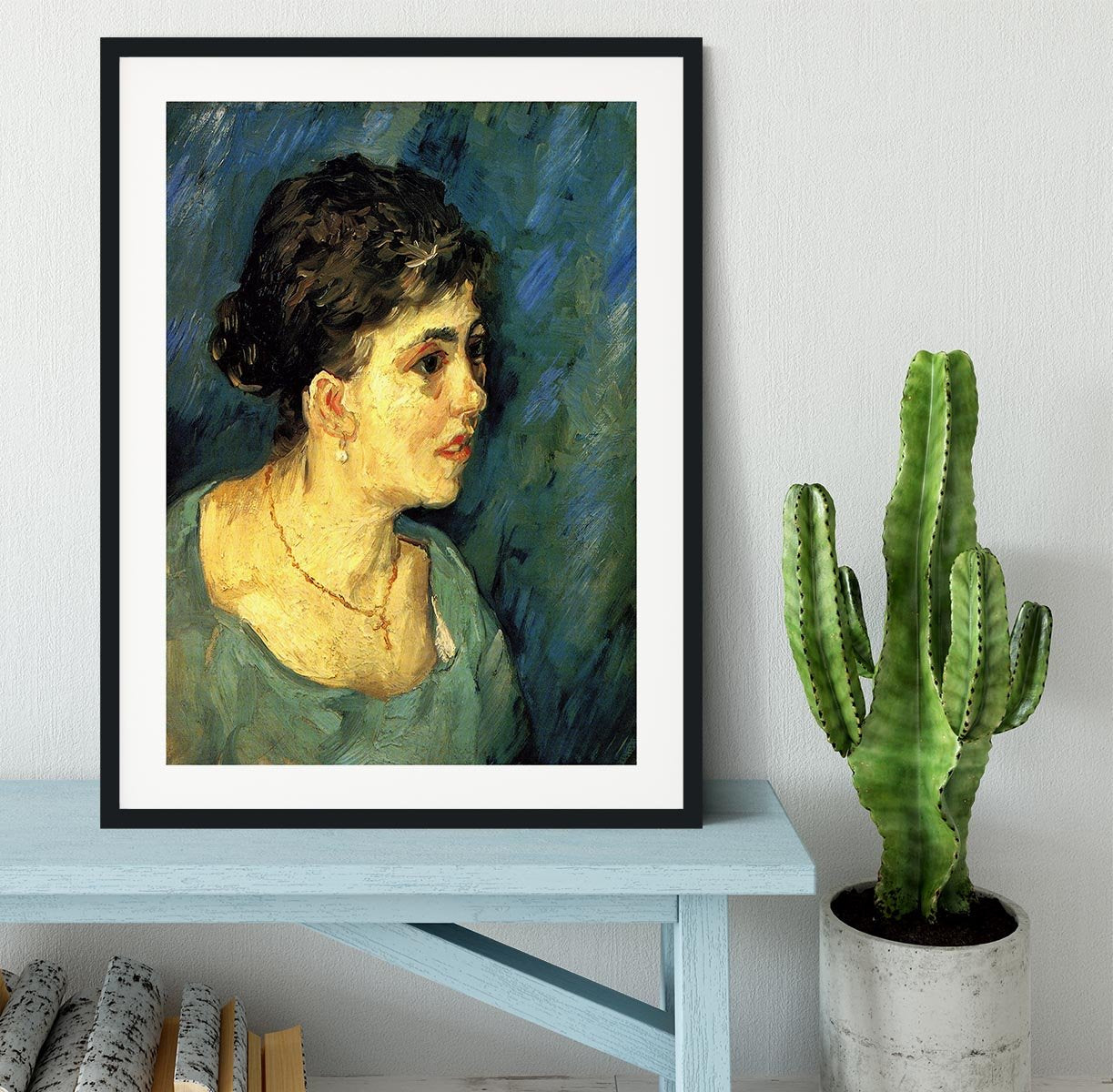 Portrait of Woman in Blue by Van Gogh Framed Print - Canvas Art Rocks - 1
