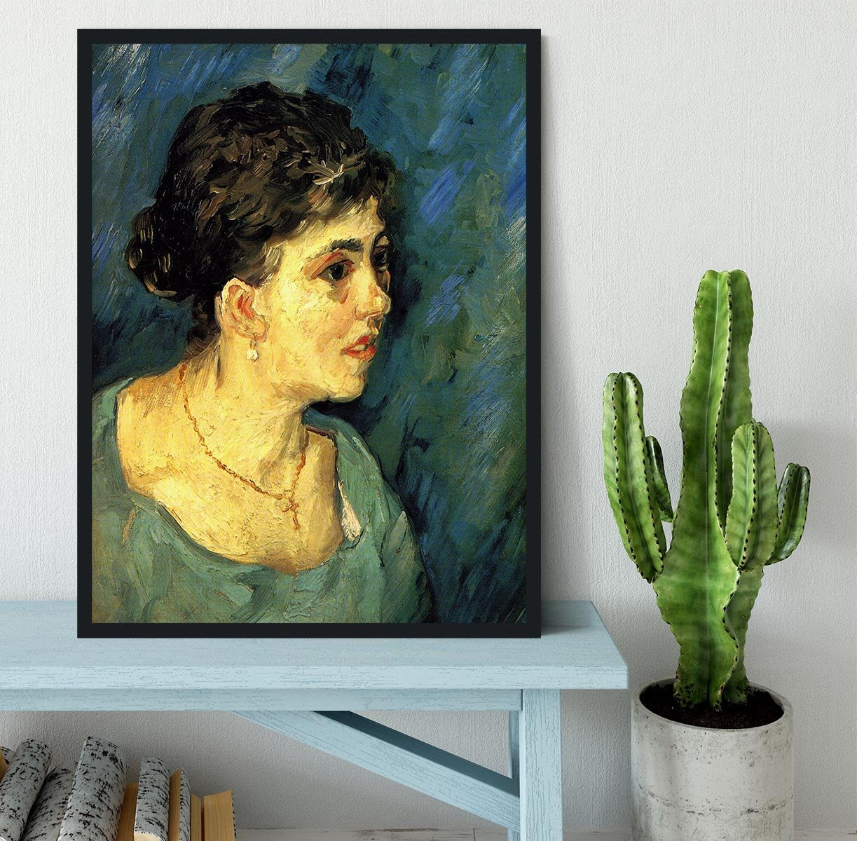 Portrait of Woman in Blue by Van Gogh Framed Print - Canvas Art Rocks - 2