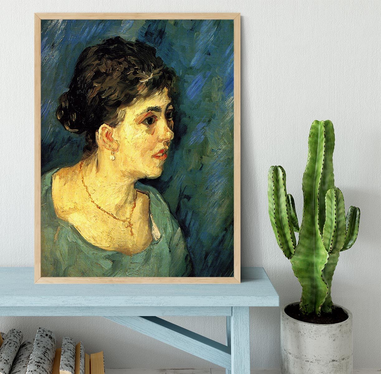 Portrait of Woman in Blue by Van Gogh Framed Print - Canvas Art Rocks - 4