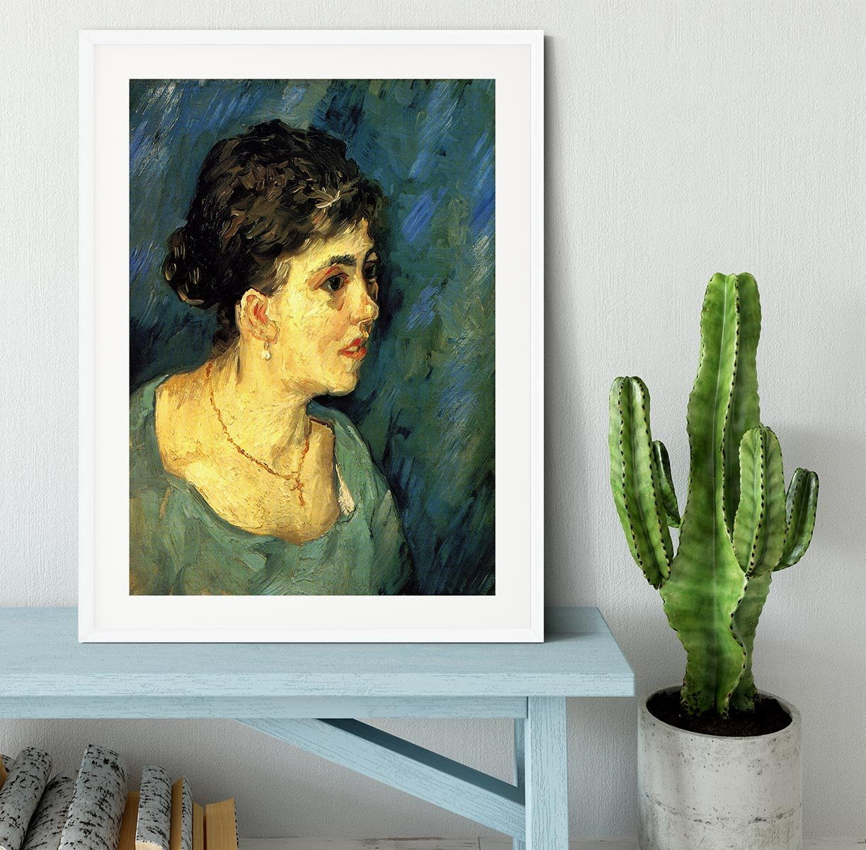Portrait of Woman in Blue by Van Gogh Framed Print - Canvas Art Rocks - 5
