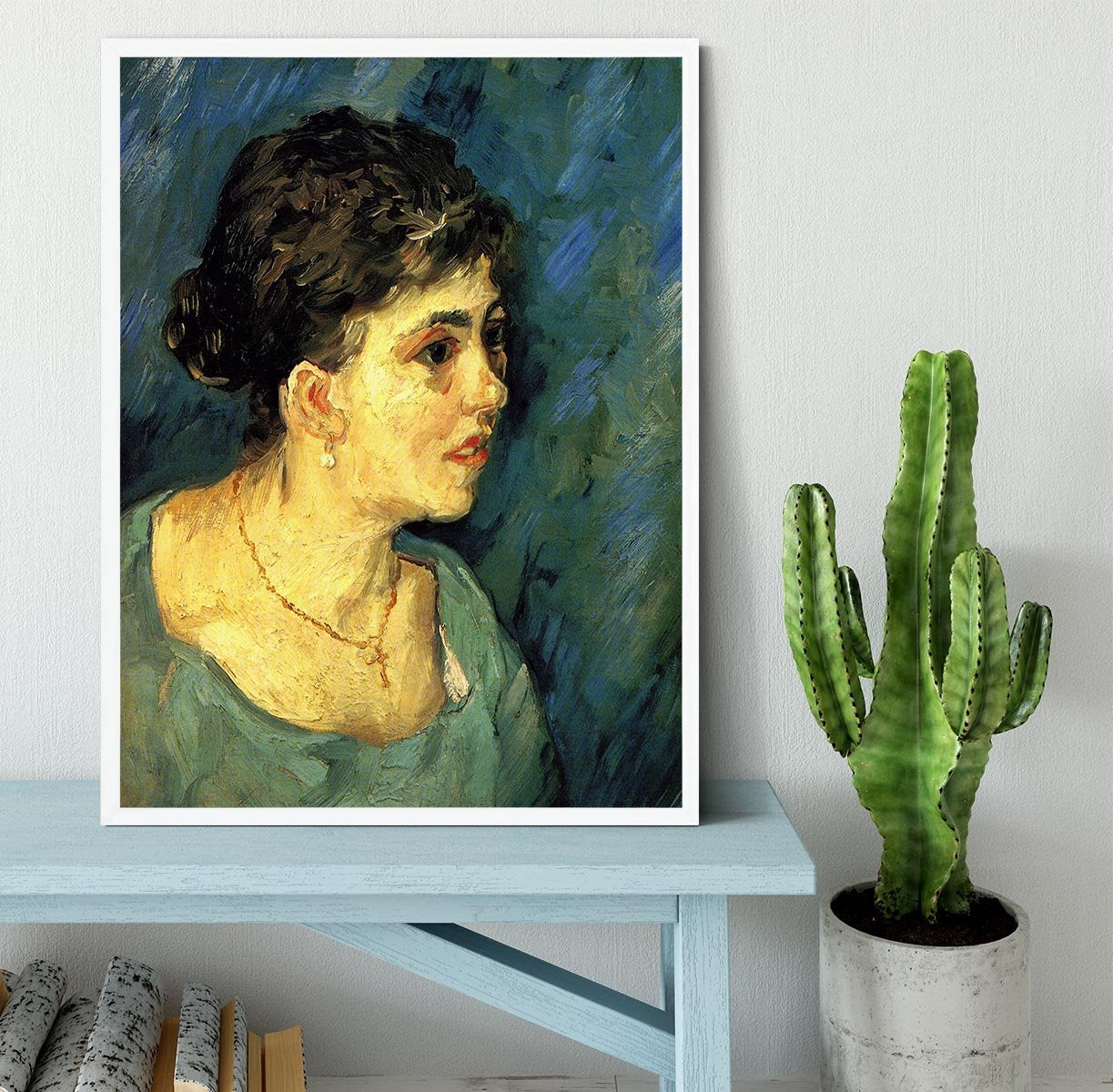 Portrait of Woman in Blue by Van Gogh Framed Print - Canvas Art Rocks -6
