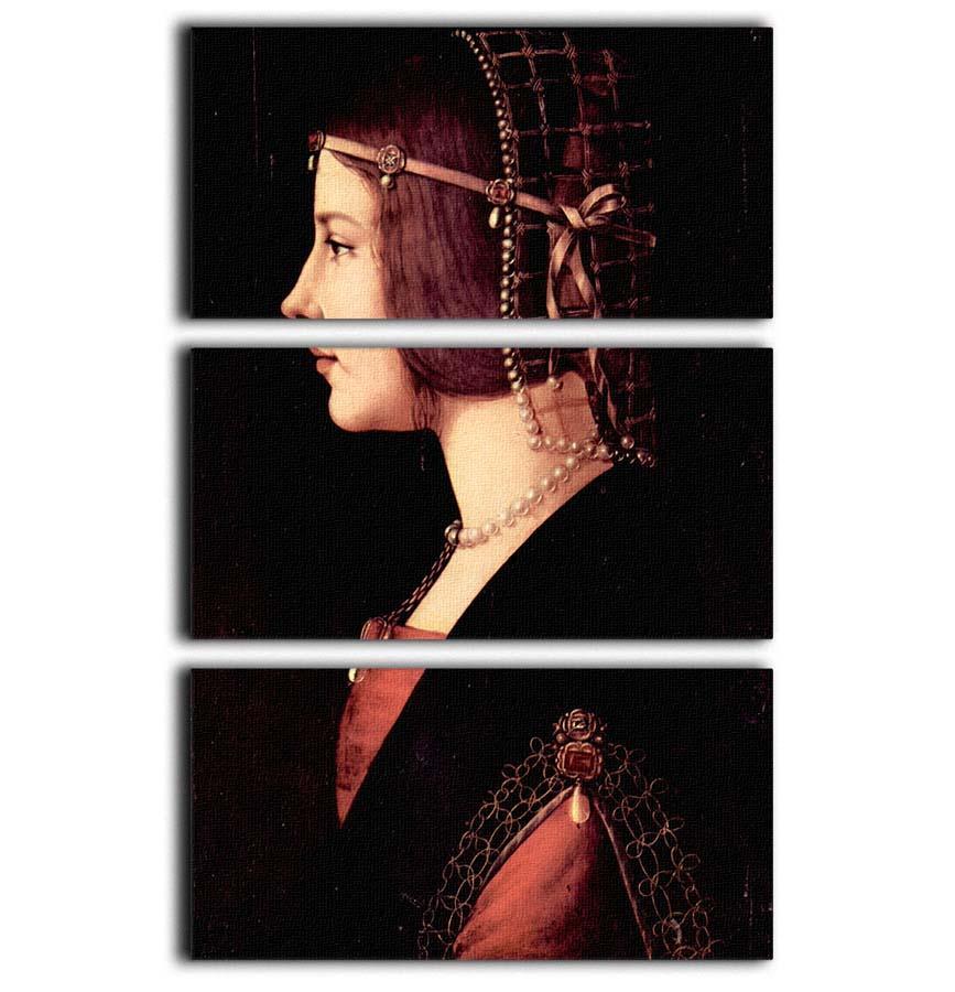 Portrait of a Lady Beatrice d Este by Da Vinci 3 Split Panel Canvas Print - Canvas Art Rocks - 1