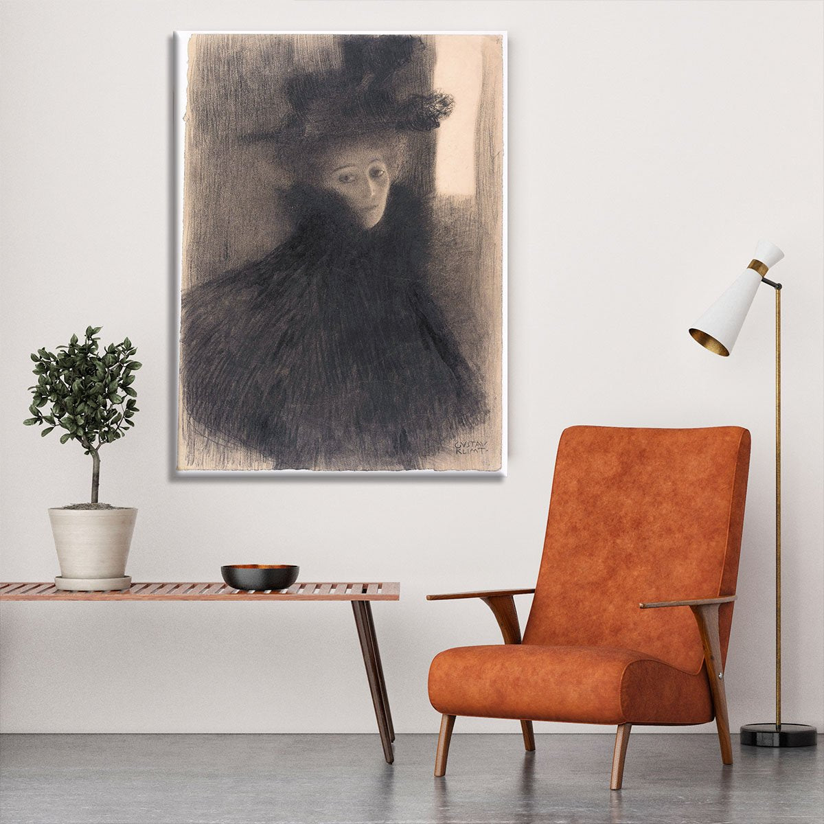 Portrait of a Lady with Cape and Hat by Klimt Canvas Print or Poster