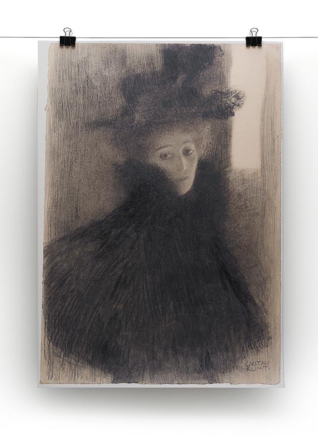 Portrait of a Lady with Cape and Hat by Klimt Canvas Print or Poster - Canvas Art Rocks - 2