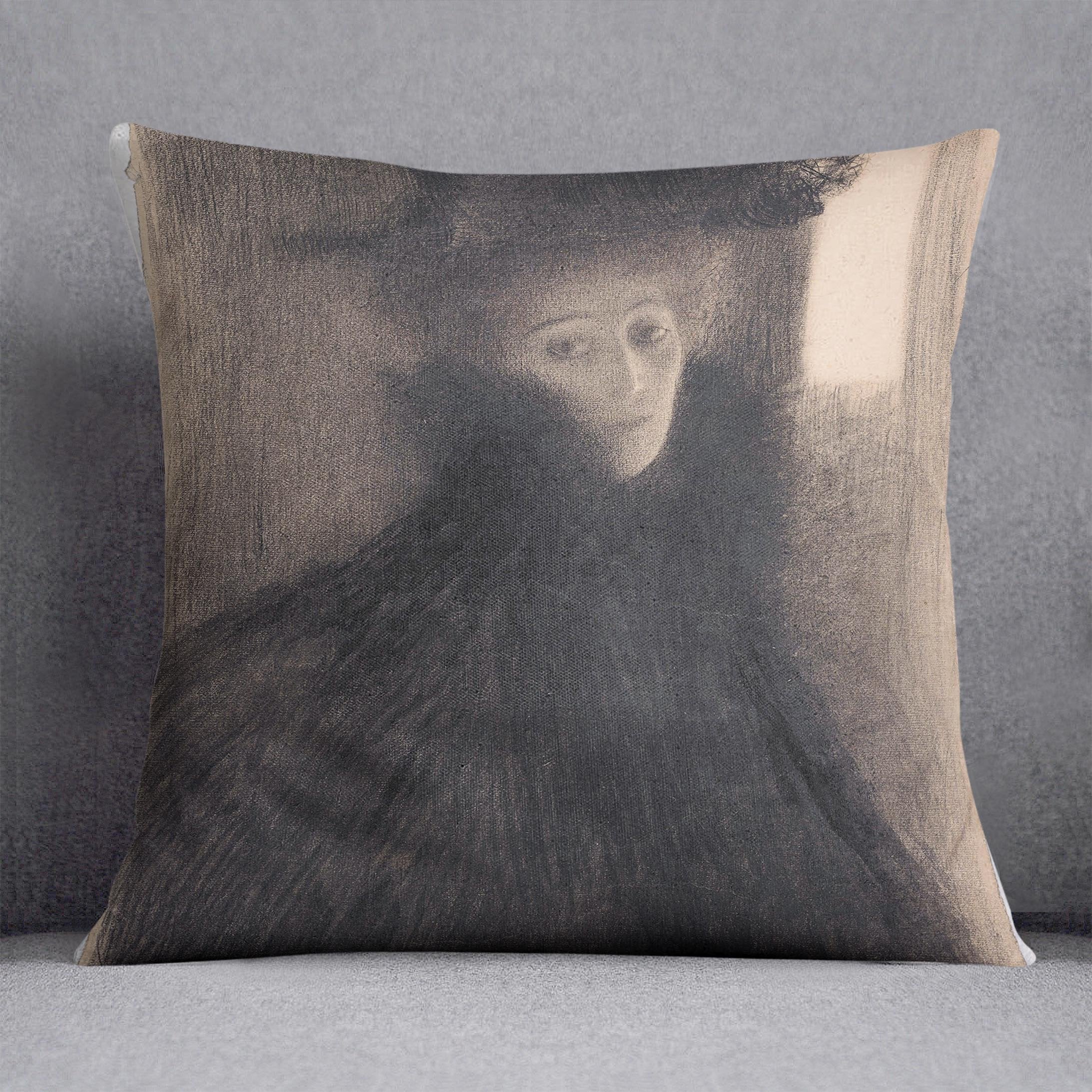 Portrait of a Lady with Cape and Hat by Klimt Throw Pillow