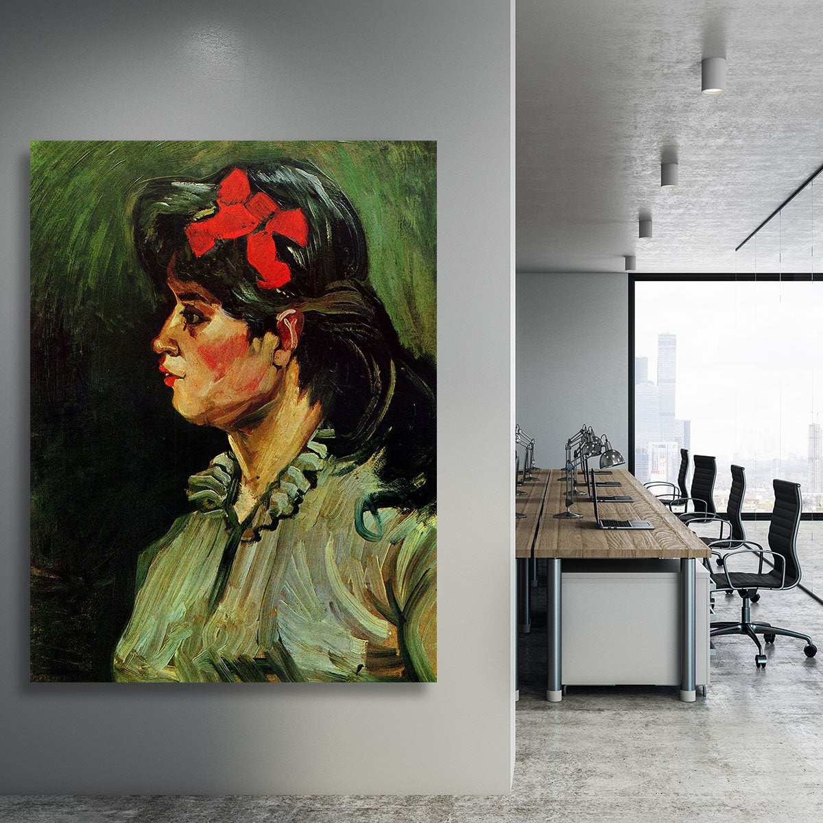 Portrait of a Woman with Red Ribbon by Van Gogh Canvas Print or Poster