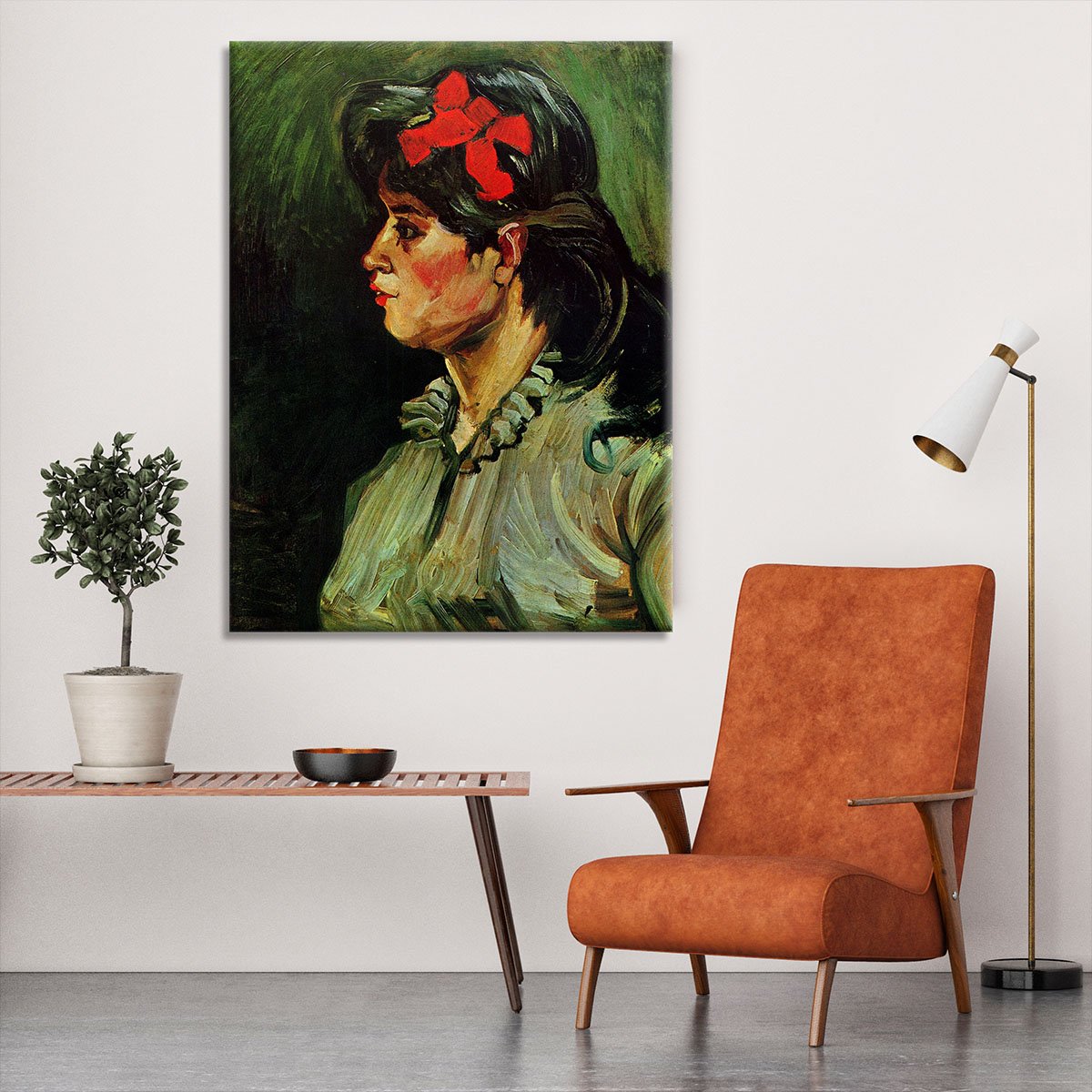 Portrait of a Woman with Red Ribbon by Van Gogh Canvas Print or Poster