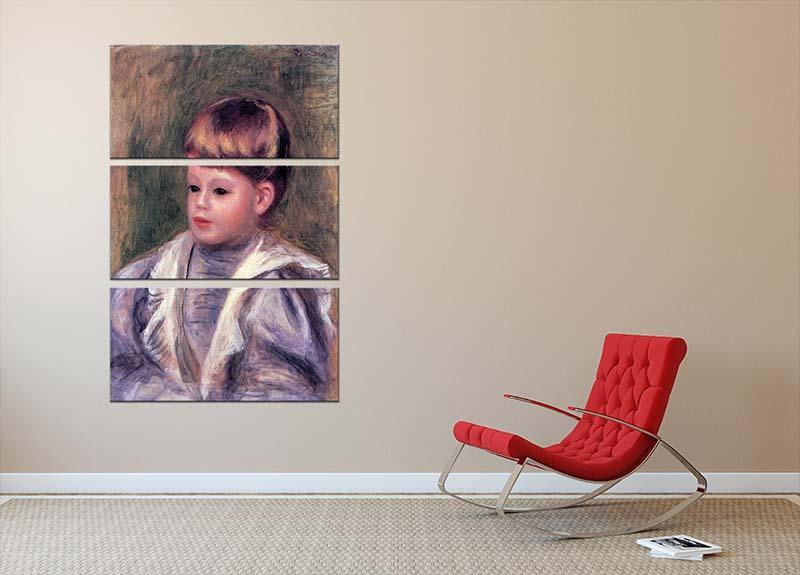 Portrait of a child Philippe Gangnat by Renoir 3 Split Panel Canvas Print - Canvas Art Rocks - 2