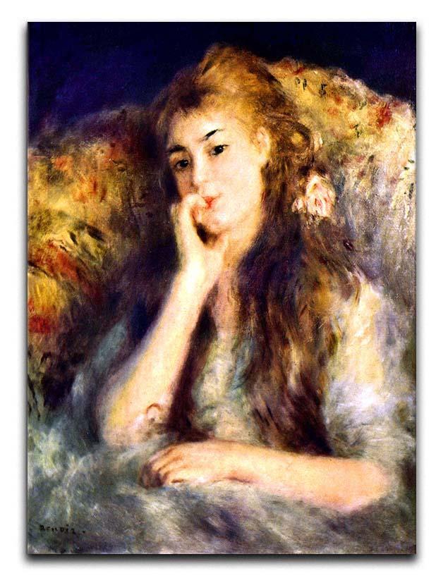 Portrait of a girl in thoughts by Renoir Canvas Print or Poster  - Canvas Art Rocks - 1