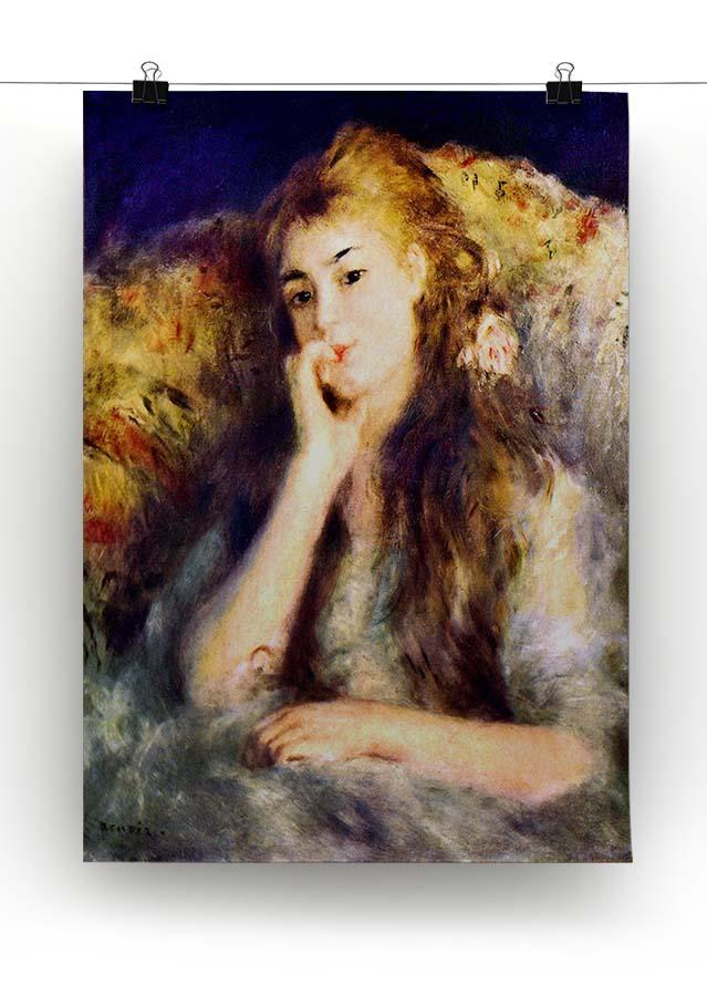 Portrait of a girl in thoughts by Renoir Canvas Print or Poster - Canvas Art Rocks - 2