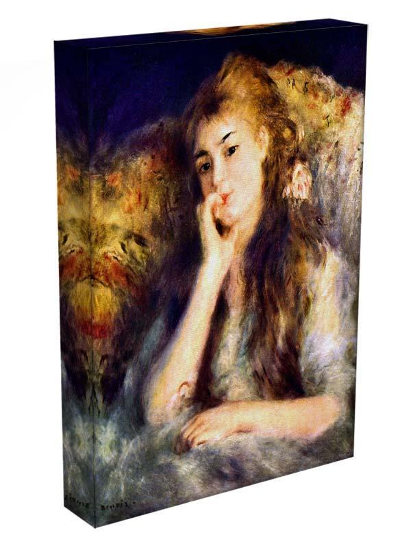 Portrait of a girl in thoughts by Renoir Canvas Print or Poster - Canvas Art Rocks - 3