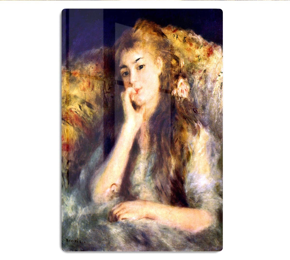 Portrait of a girl in thoughts by Renoir HD Metal Print
