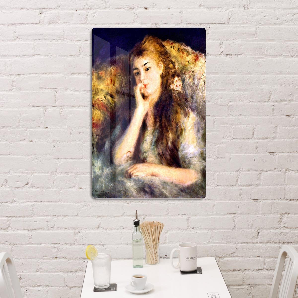 Portrait of a girl in thoughts by Renoir HD Metal Print
