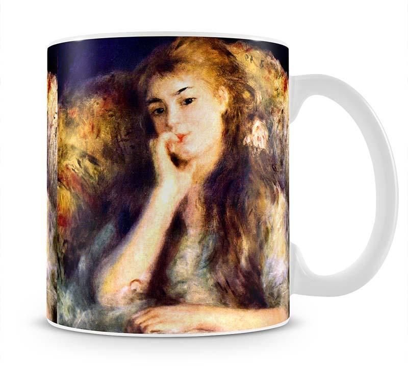 Portrait of a girl in thoughts by Renoir Mug - Canvas Art Rocks - 1