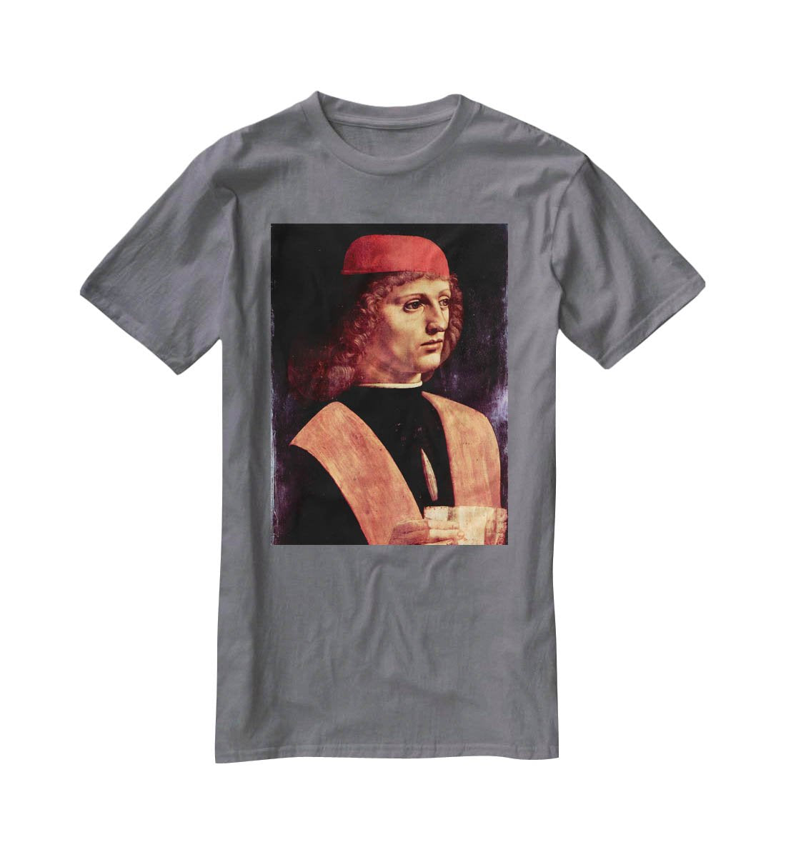 Portrait of a musician by Da Vinci T-Shirt - Canvas Art Rocks - 3