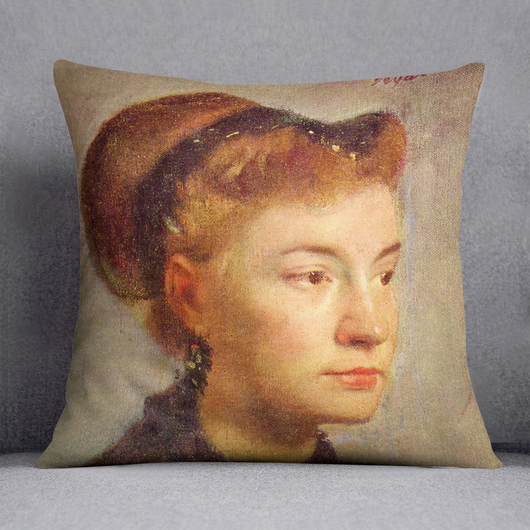 Portrait of a young Lady by Degas Cushion
