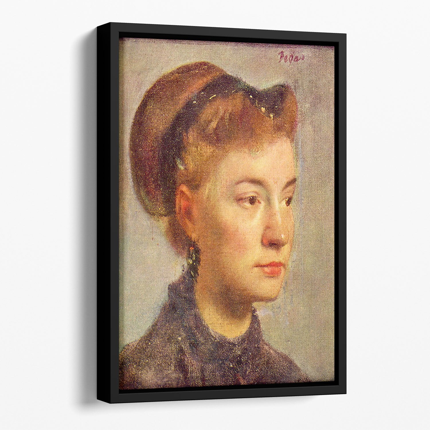 Portrait of a young Lady by Degas Floating Framed Canvas