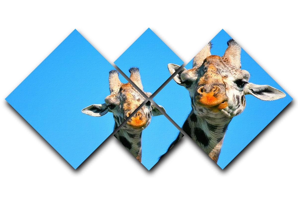 Portrait of mother and baby giraffe. Africa. Kenya 4 Square Multi Panel Canvas - Canvas Art Rocks - 1