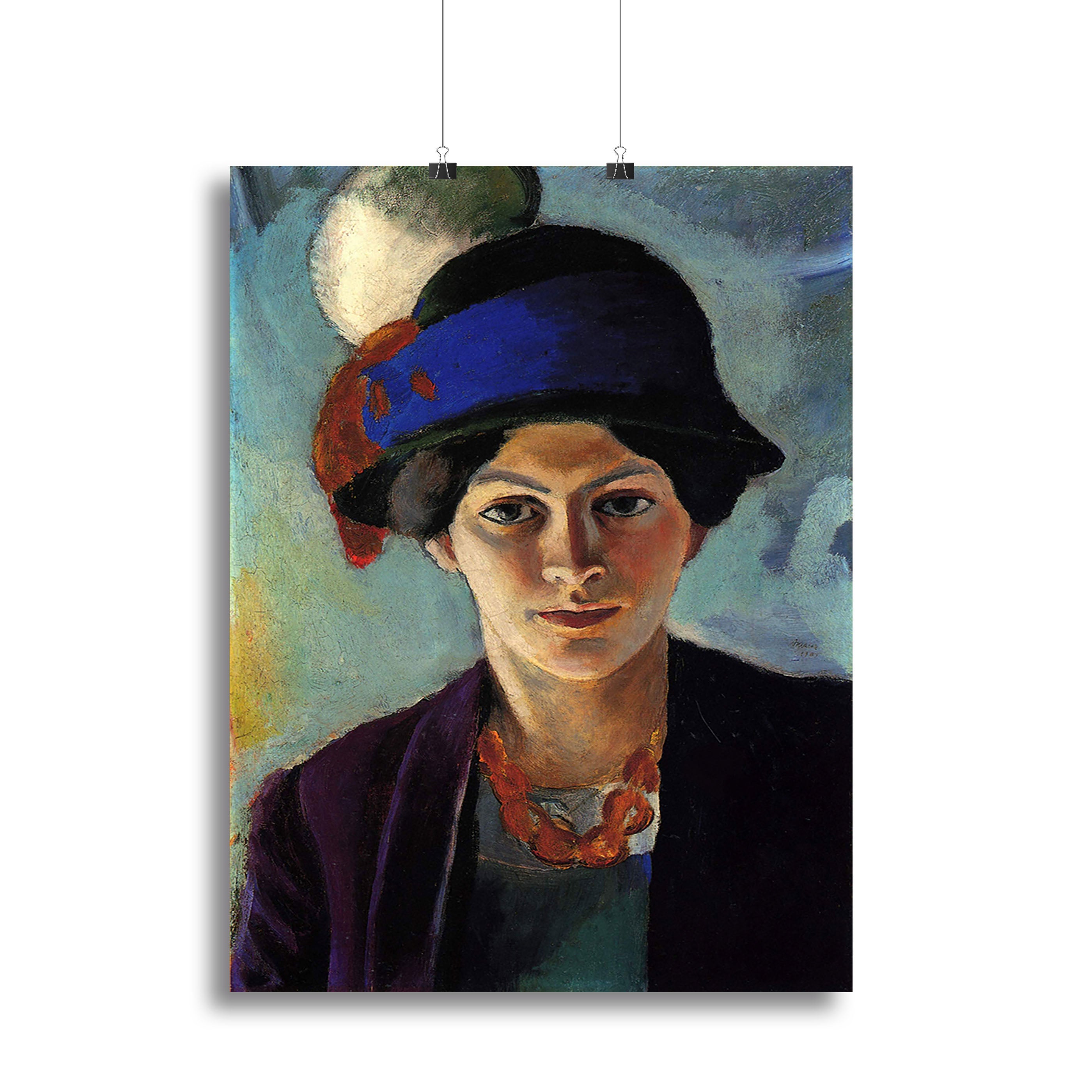 Portrait of the wife of the artist with a hat by Macke Canvas Print or Poster - Canvas Art Rocks - 2