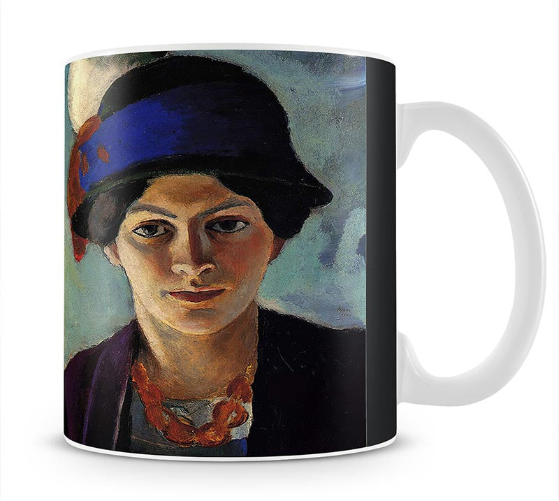 Portrait of the wife of the artist with a hat by Macke Mug - Canvas Art Rocks - 1