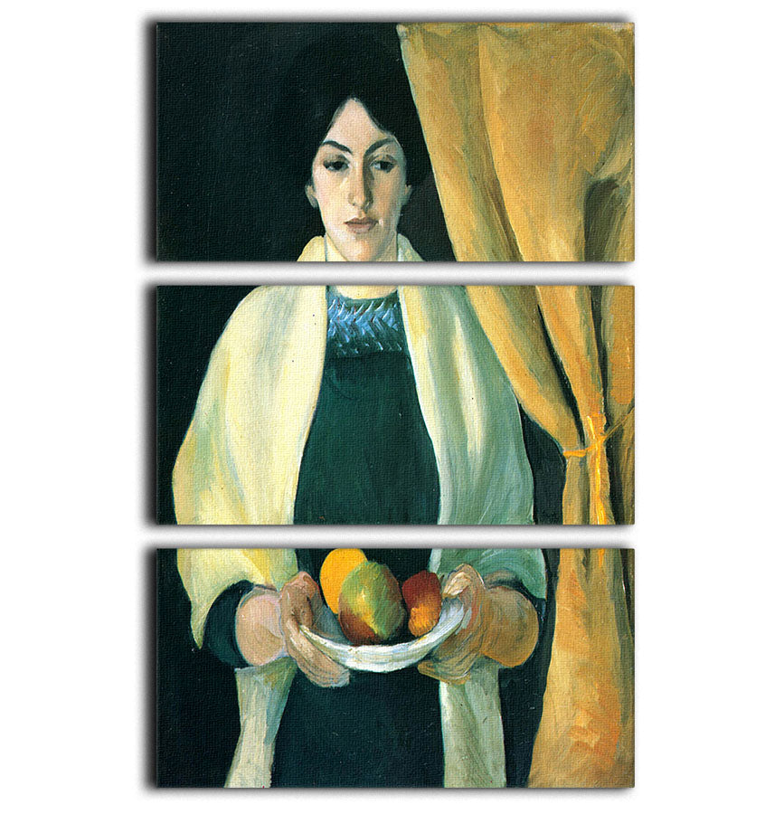 Portrait with apples portrait of the wife of the artist by Macke 3 Split Panel Canvas Print - Canvas Art Rocks - 1