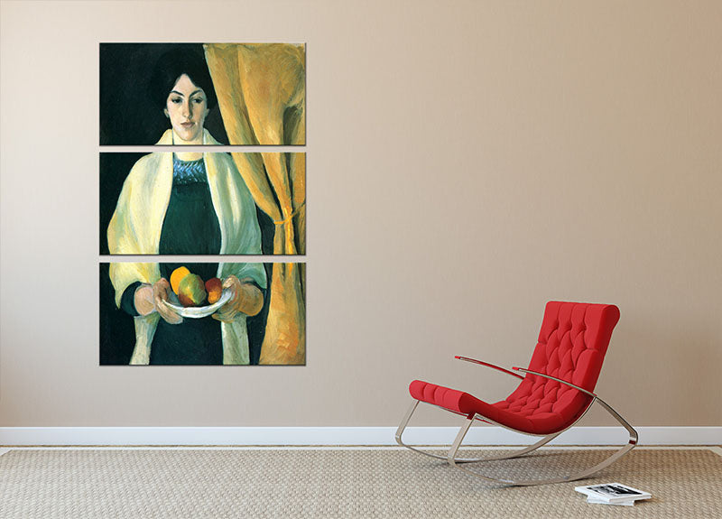Portrait with apples portrait of the wife of the artist by Macke 3 Split Panel Canvas Print - Canvas Art Rocks - 2