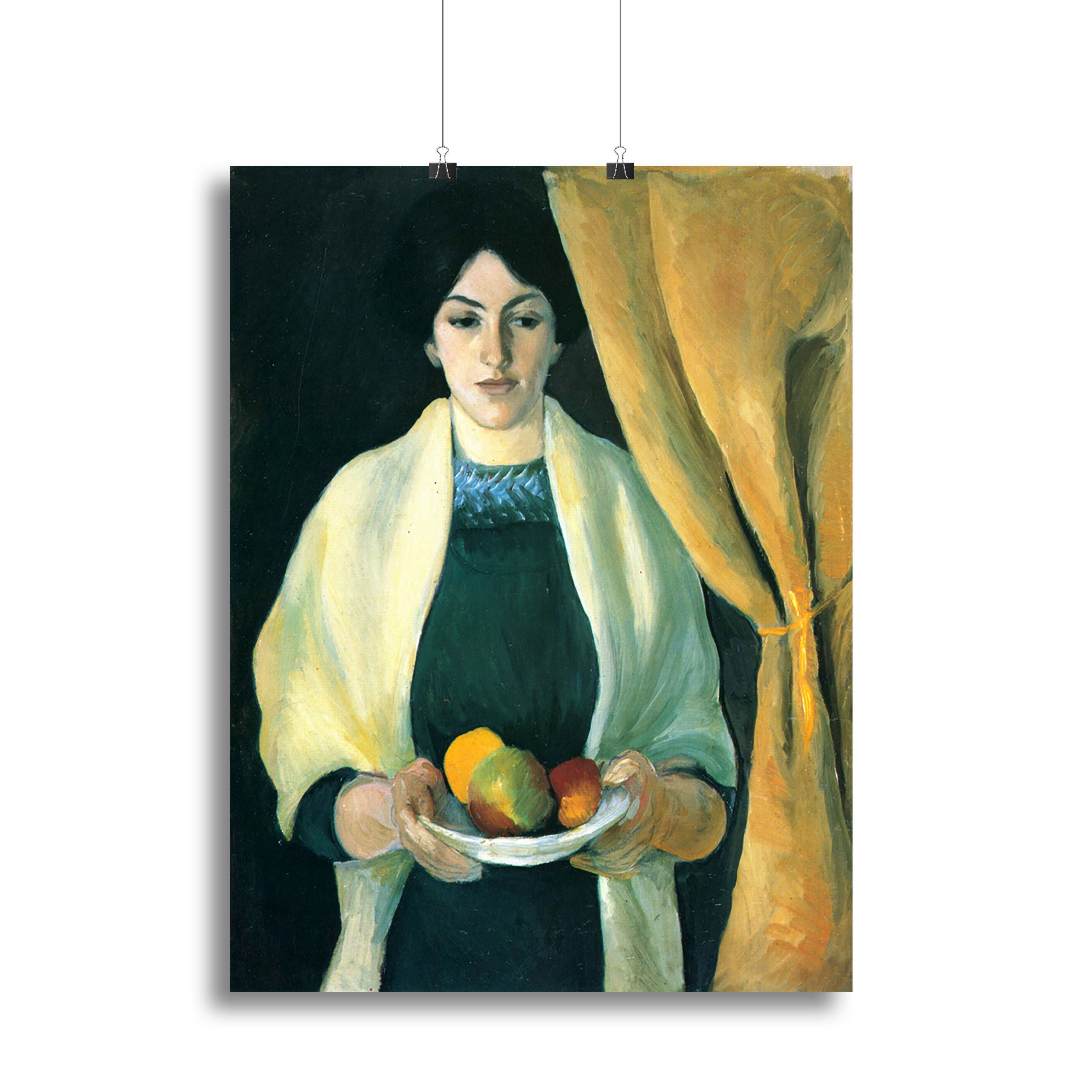 Portrait with apples portrait of the wife of the artist by Macke Canvas Print or Poster - Canvas Art Rocks - 2