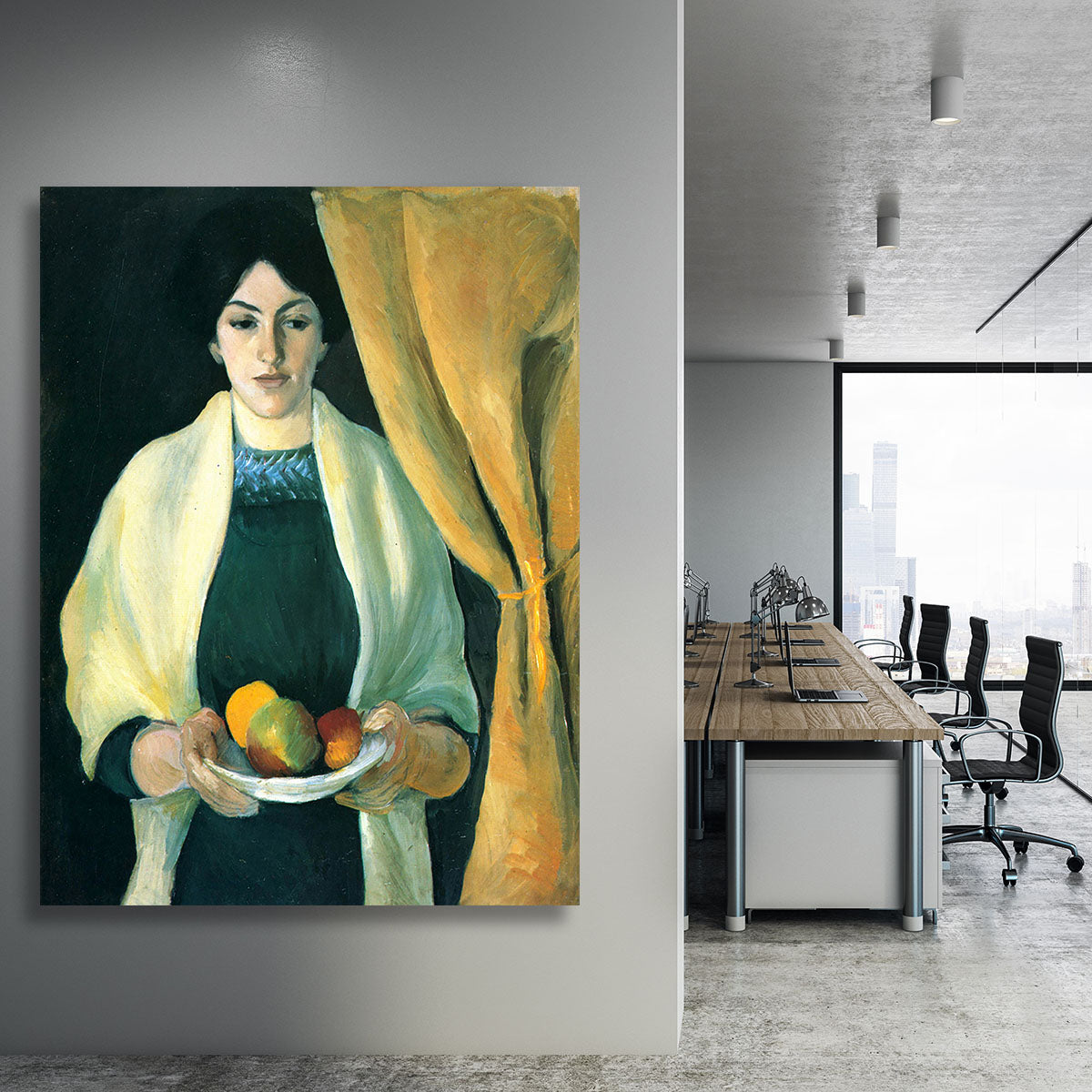Portrait with apples portrait of the wife of the artist by Macke Canvas Print or Poster - Canvas Art Rocks - 3