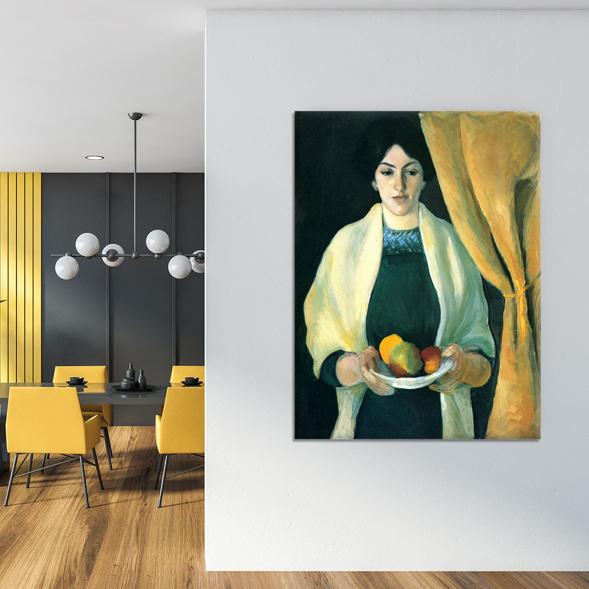 Portrait with apples portrait of the wife of the artist by Macke Canvas Print or Poster - Canvas Art Rocks - 4