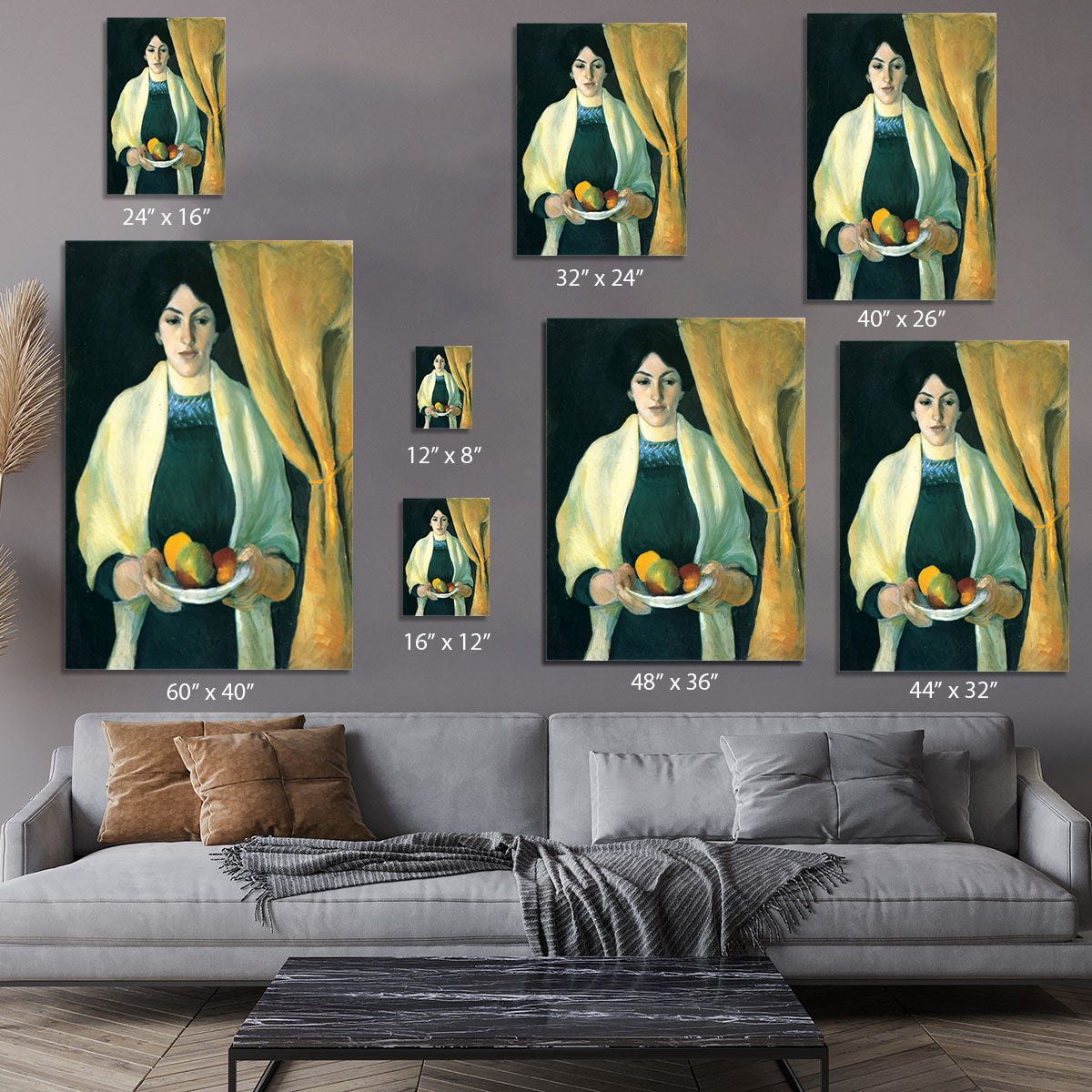 Portrait with apples portrait of the wife of the artist by Macke Canvas Print or Poster - Canvas Art Rocks - 7
