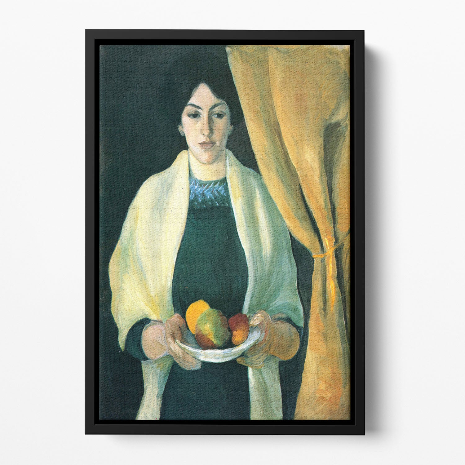 Portrait with apples portrait of the wife of the artist by Macke Floating Framed Canvas - Canvas Art Rocks - 2