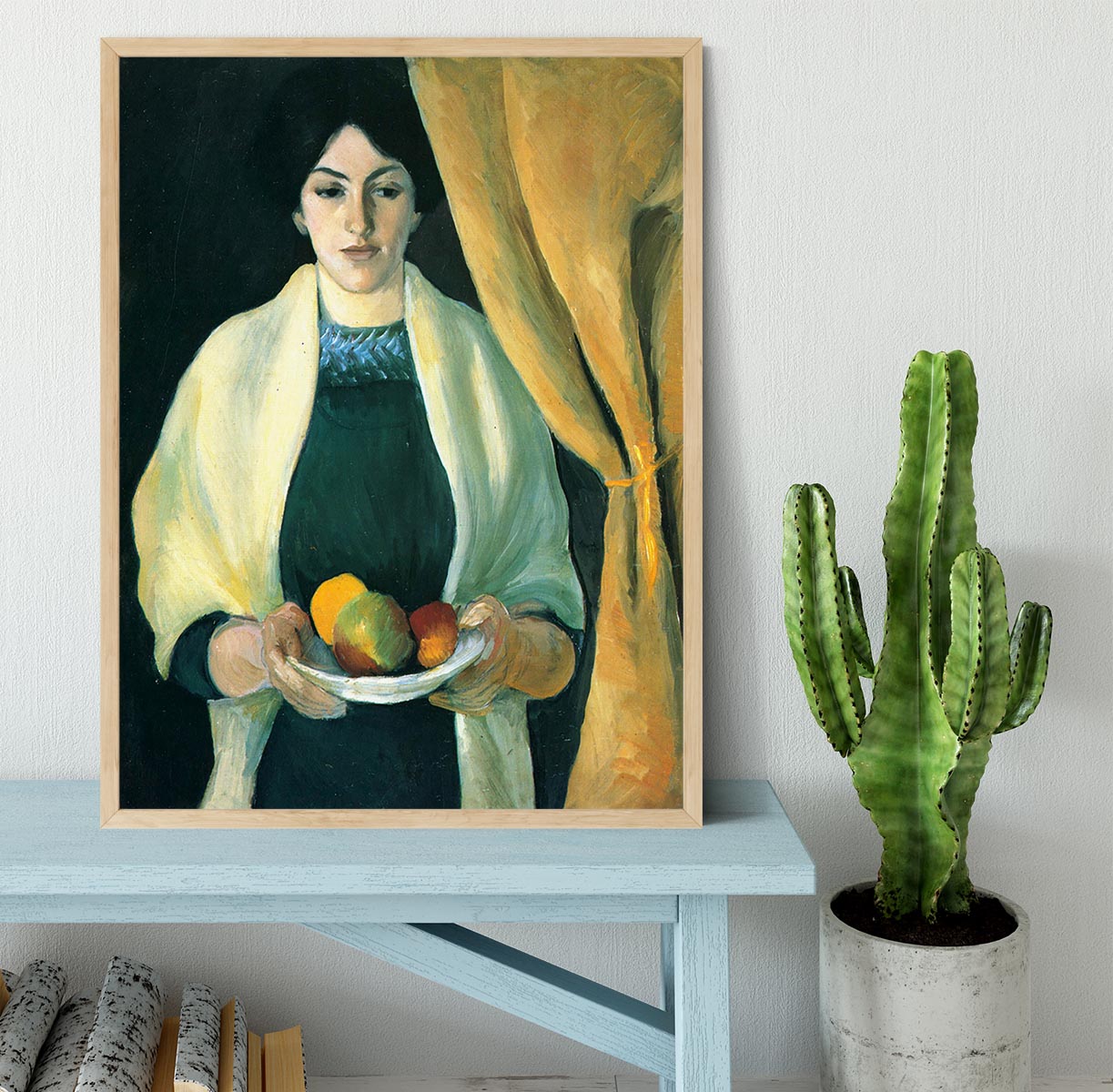 Portrait with apples portrait of the wife of the artist by Macke Framed Print - Canvas Art Rocks - 4