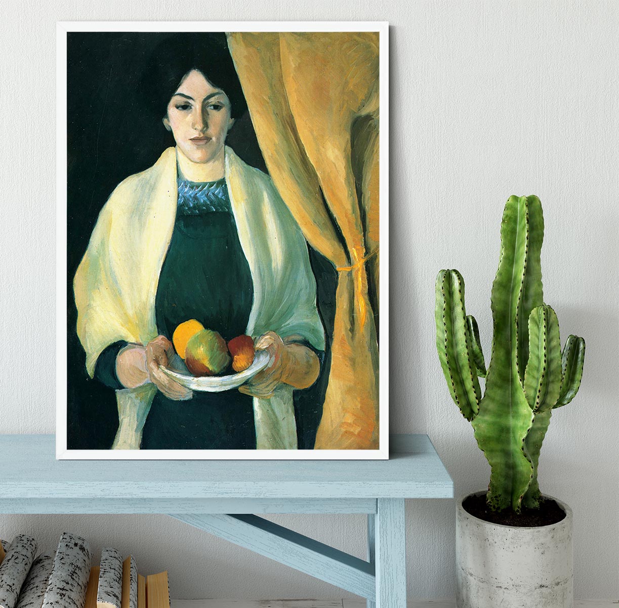 Portrait with apples portrait of the wife of the artist by Macke Framed Print - Canvas Art Rocks -6