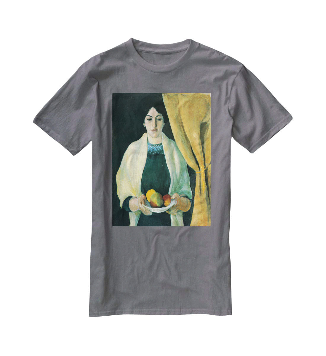 Portrait with apples portrait of the wife of the artist by Macke T-Shirt - Canvas Art Rocks - 3