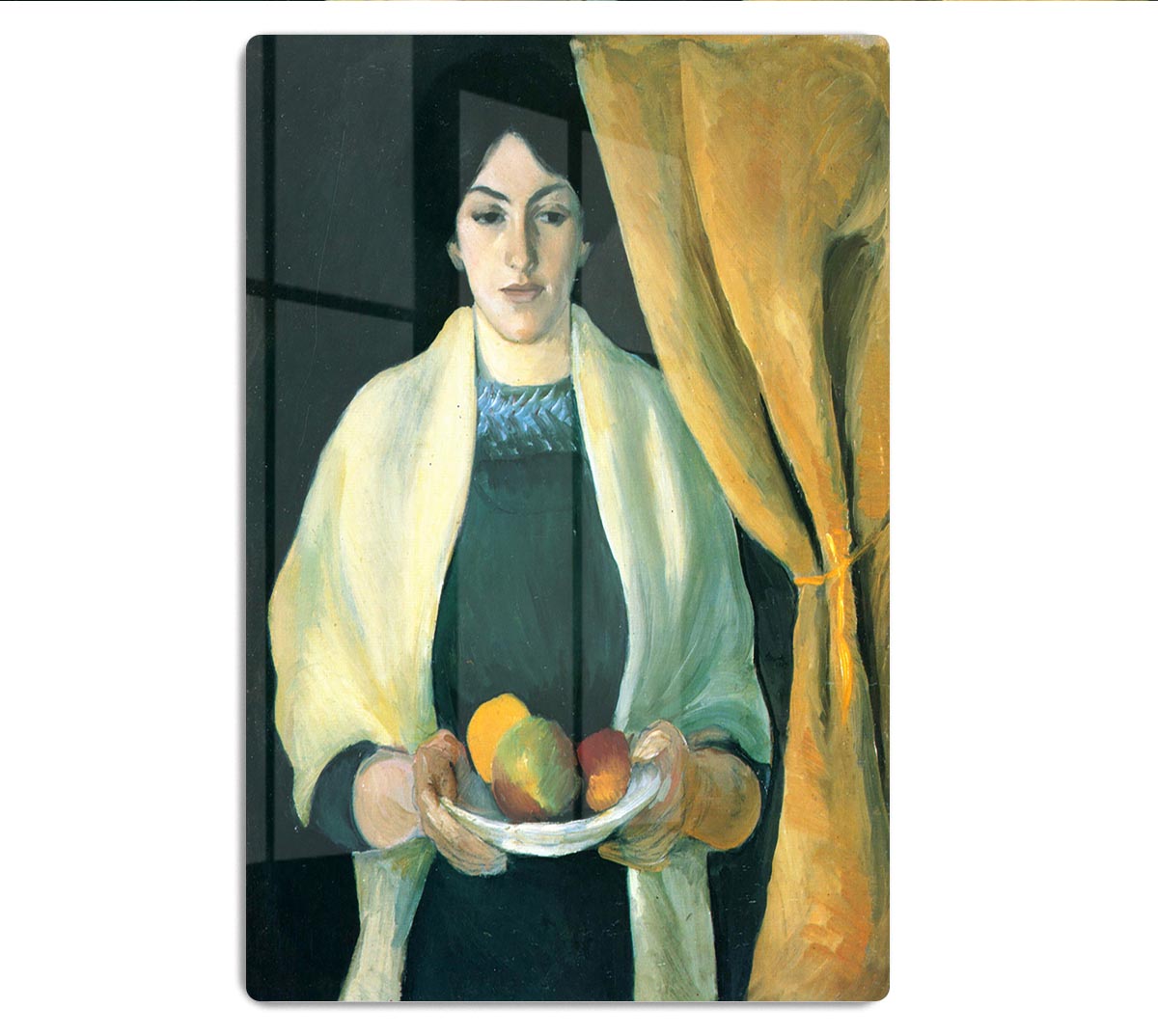 Portrait with apples portrait of the wife of the artist by Macke Acrylic Block - Canvas Art Rocks - 1