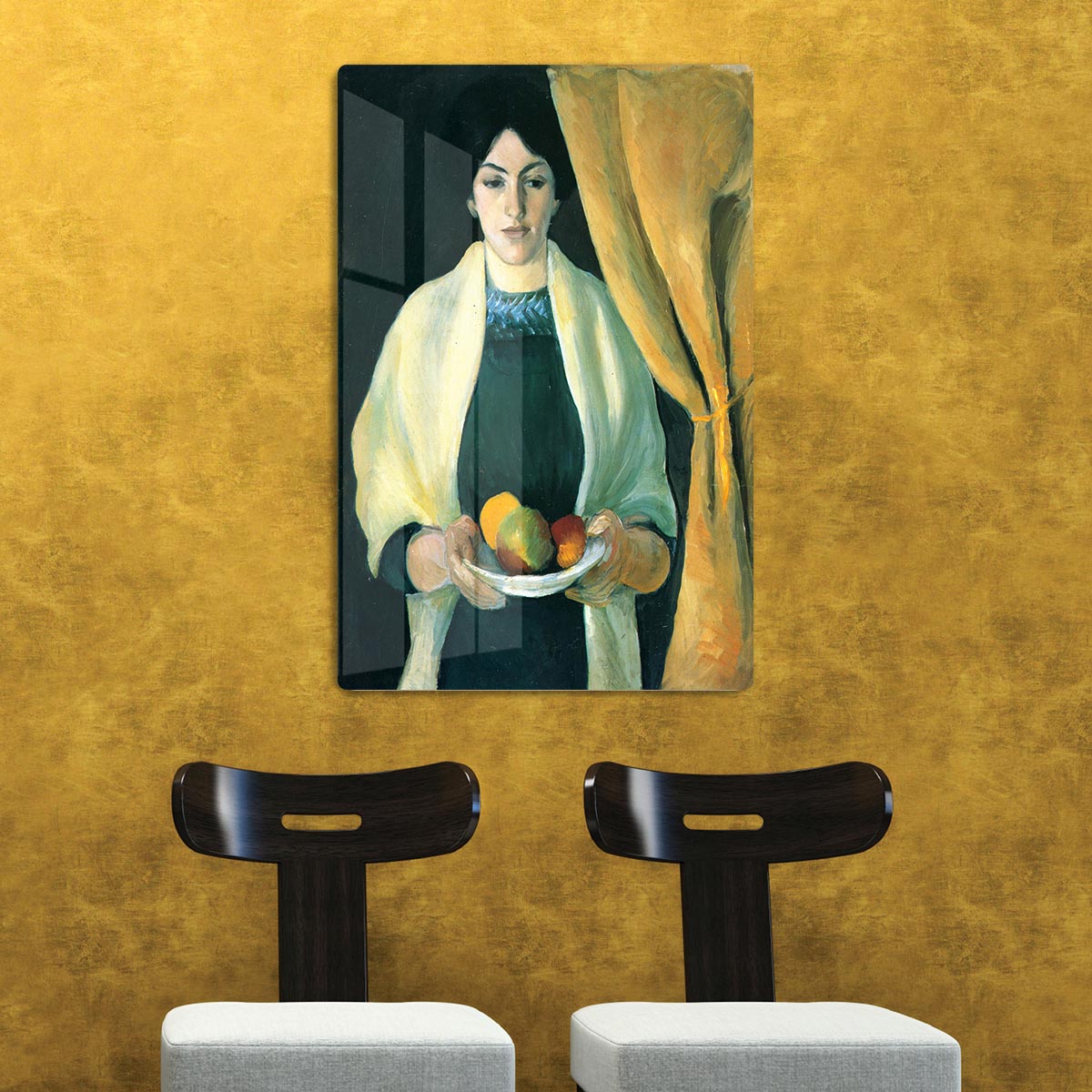 Portrait with apples portrait of the wife of the artist by Macke Acrylic Block - Canvas Art Rocks - 2