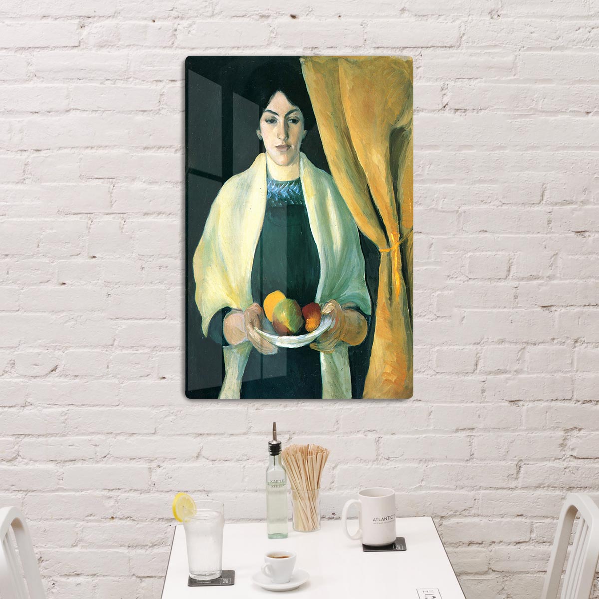 Portrait with apples portrait of the wife of the artist by Macke Acrylic Block - Canvas Art Rocks - 3