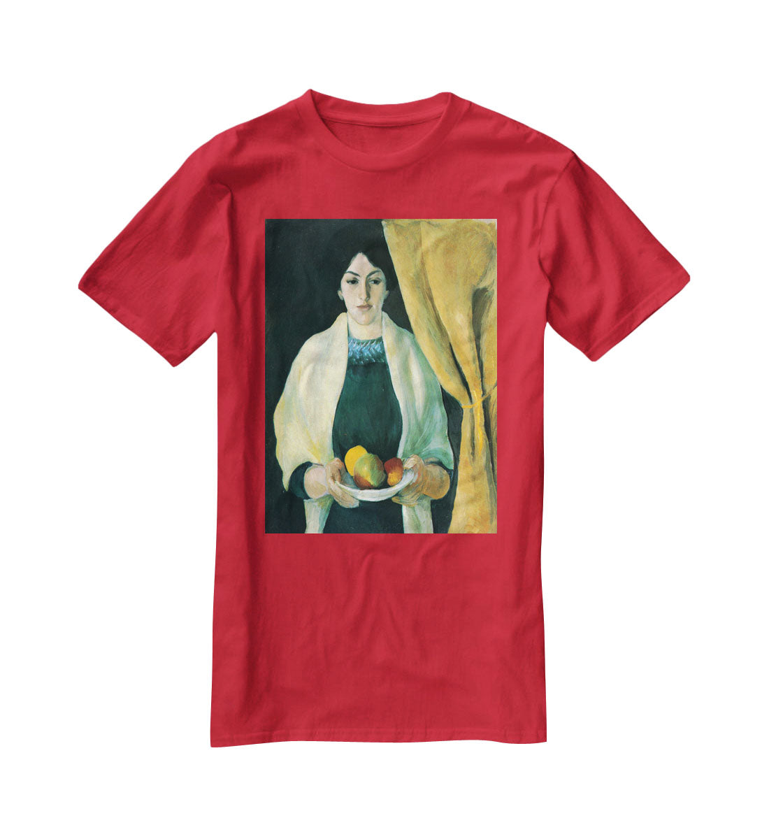 Portrait with apples portrait of the wife of the artist by Macke T-Shirt - Canvas Art Rocks - 4