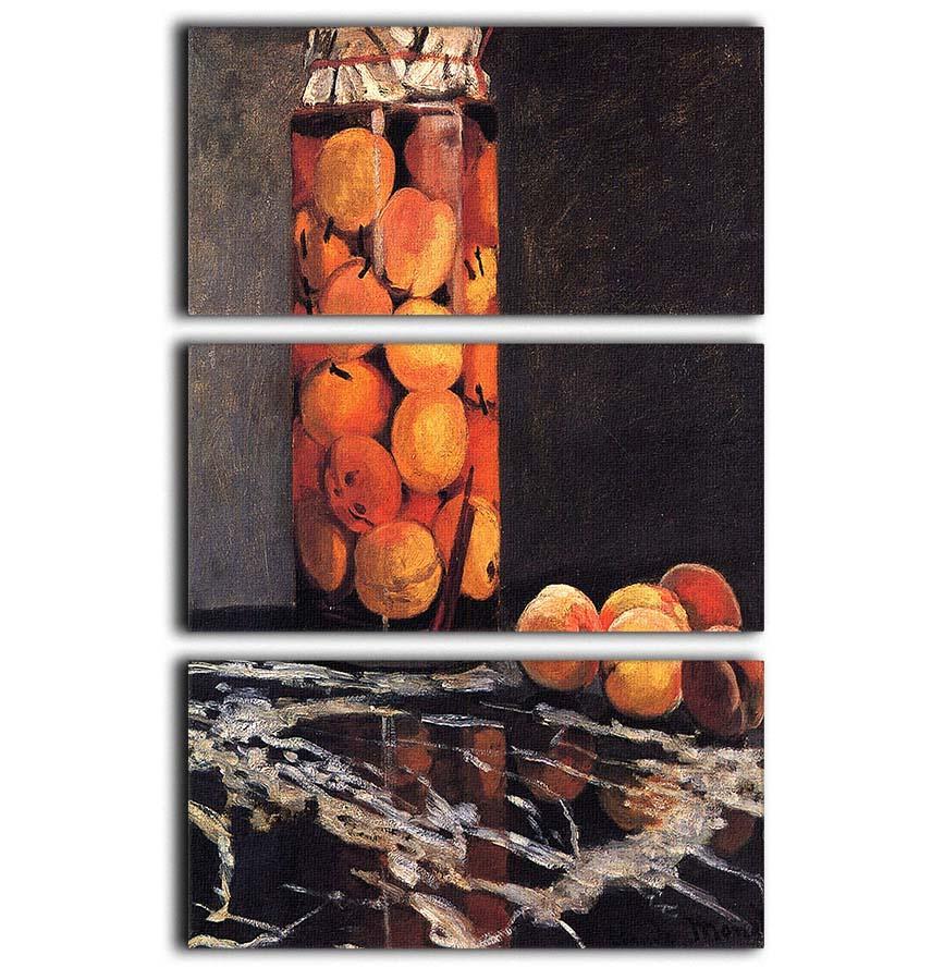 Pot of Peaches by Monet 3 Split Panel Canvas Print - Canvas Art Rocks - 1