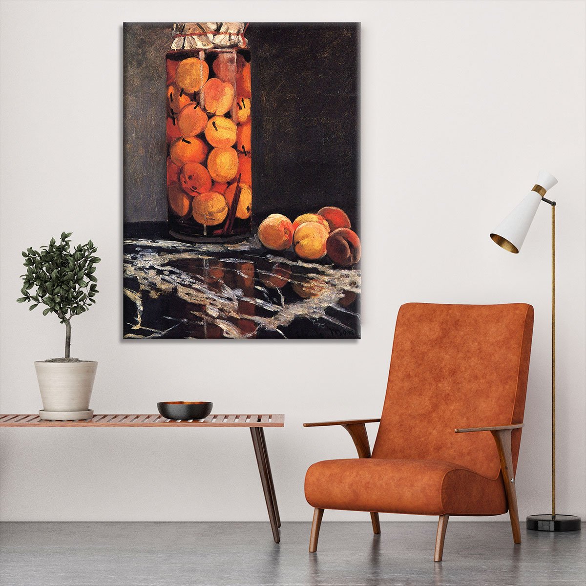 Pot of Peaches by Monet Canvas Print or Poster