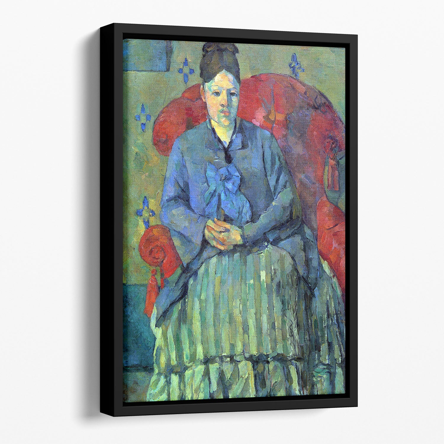 Potrait of Mme Cezanne in Red Armchair by Cezanne Floating Framed Canvas - Canvas Art Rocks - 1